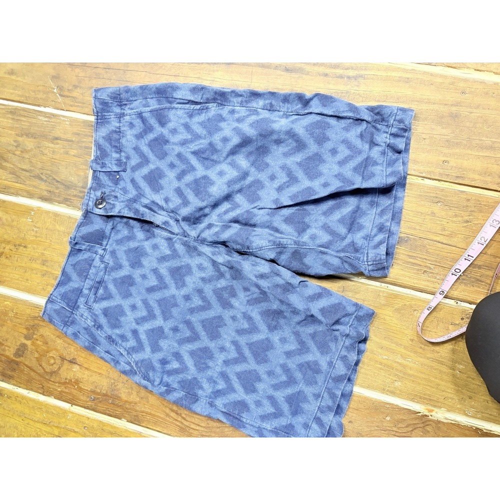 C&O Men's Blue Cotton Canvas Cargo Shorts Flat Front Geometric Pockets
